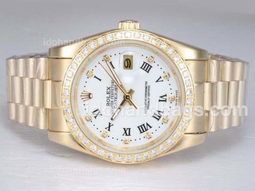 Rolex Datejust Automatic Full Gold with Diamond Bezel and Marking-White Dial 11781