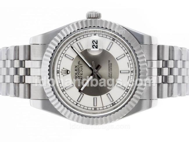 Rolex Datejust II Automatic Stick Markers with White/Gray Dial S/S 48490