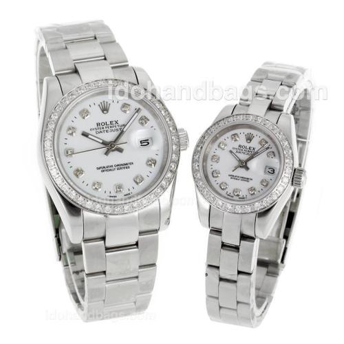 Rolex Datejust Automatic Diamond Bezel and Markers with White Dial S/S-Sapphire Glass 116562