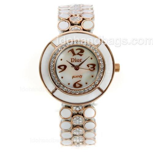 Dior Crystal Collection Full Rose Gold with MOP Dial-Diamond and Ceramic Details 135426