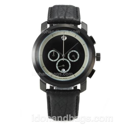 Movado Working Chronograph Full PVD with Black Dial-Leather Strap 167852