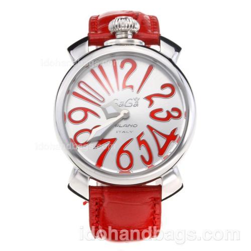 GaGa Milano with Silver Dial-Leather Strap 203830