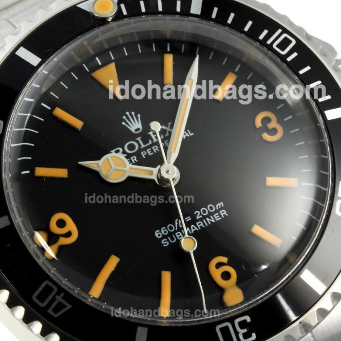 Rolex Submariner Swiss ETA 2836 Movement Vintage Edition with Black Dial S/S-Orange Marking 126814