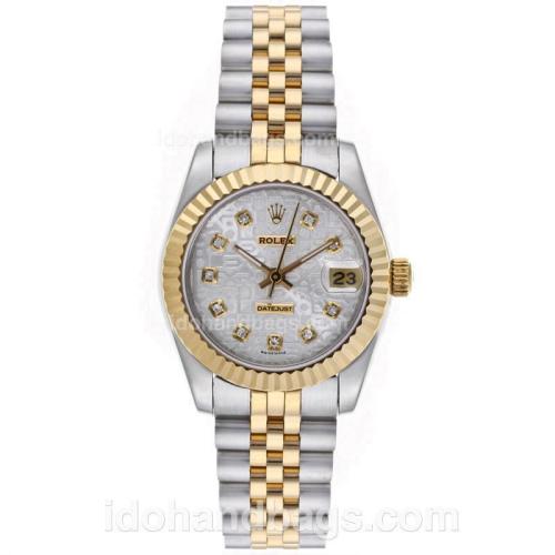 Rolex Datejust Automatic Two Tone Diamond Markers with Computer Dial-Mid Size 64227