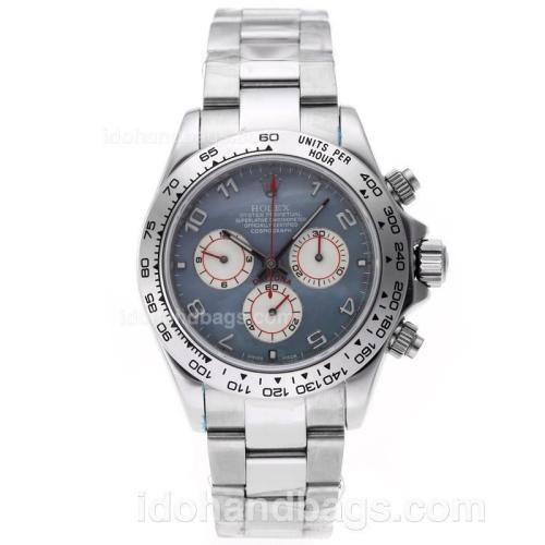 Rolex Daytona Chronograph Swiss Valjoux 7750 Movement Number Markers with Blue MOP Dial S/S 58266