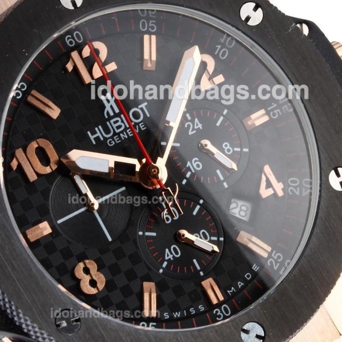 Hublot Big Bang Working Chrono Rose Gold Case with Black Checkered Dial-Same Chassis as 7750 Version-High Quality 186208