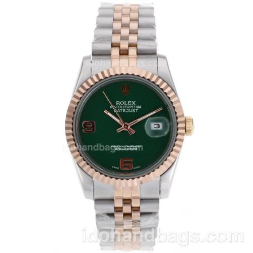 Rolex Datejust Automatic Two Tone With Green Dial 80481