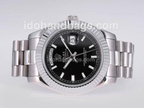 Rolex Day-Date II Automatic with Black Dial-41mm New Version 25377