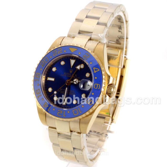 Rolex GMT-Master II Automatic Full Yellow Gold with Blue Bezel and Dial-Sapphire Glass 139522