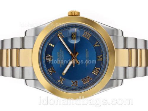 Rolex Datejust II Automatic Two Tone Roman Markers with Blue Dial 48520