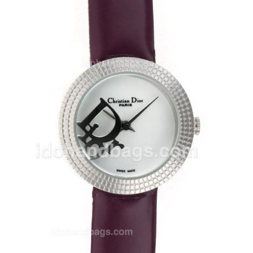 Dior Classic White Dial with Leather Strap-Lady Size 49393