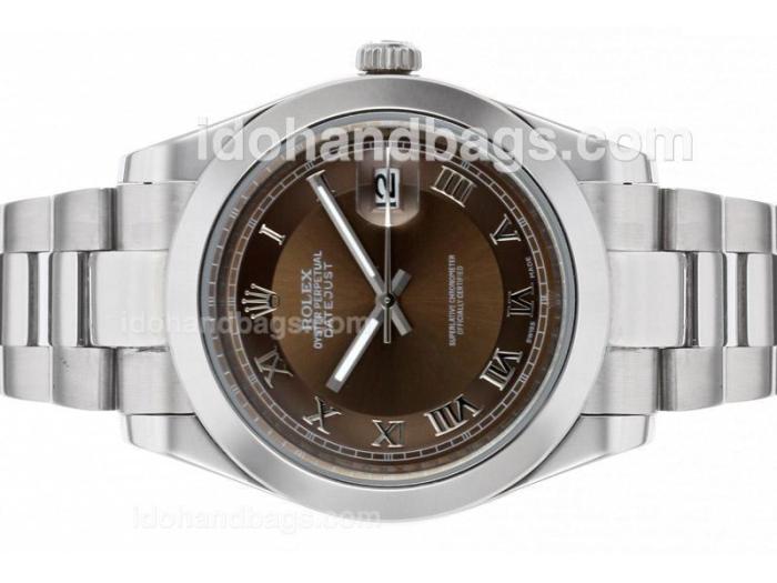 Rolex Datejust II Automatic Roman Markers with Brown Dial S/S 48506