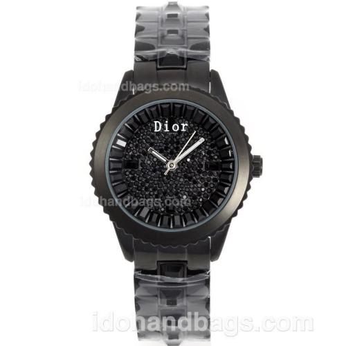 Dior Classic Full PVD with Black Diamond Dial-Lady Size 52412