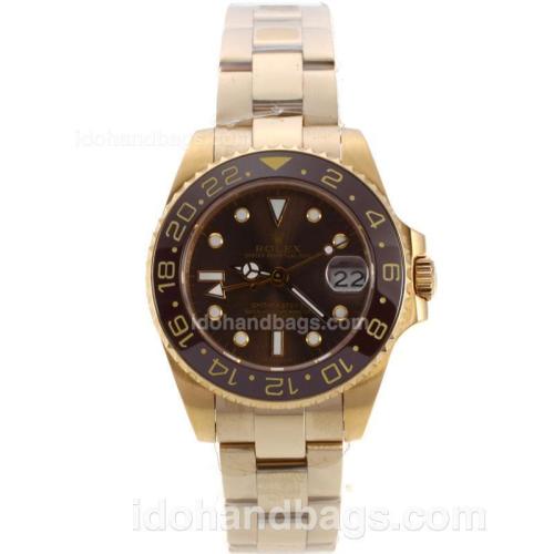 Rolex GMT-Master II Automatic Full Yellow Gold with Brown Bezel and Dial-Medium Size 139514