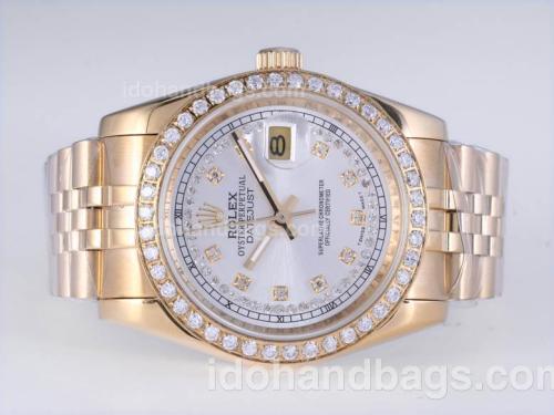 Rolex Datejust Automatic Full Gold Diamond Marking and Bezel with Silver Dial 25429