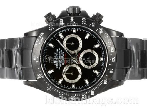Rolex Daytona Valjoux 7750 Movement Full PVD with Black Dial and Stick Marking - Black-Out New Version 43661