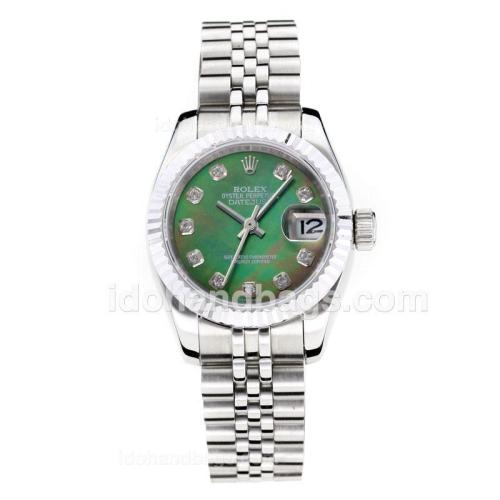 Rolex Datejust Automatic Diamond Markers with Dark Green MOP Dial-Same Chassis as ETA Version 177142