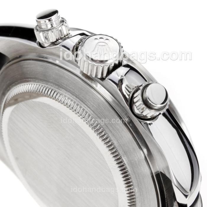Rolex Daytona Super Luminous Chronograph Swiss Valjoux 7750 Movement with Gray Dial-Leather Strap-Sapphire Glass 187112