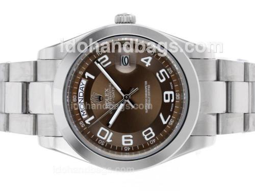 Rolex Day-Date II Automatic Number Markers with Brown Dial 45281