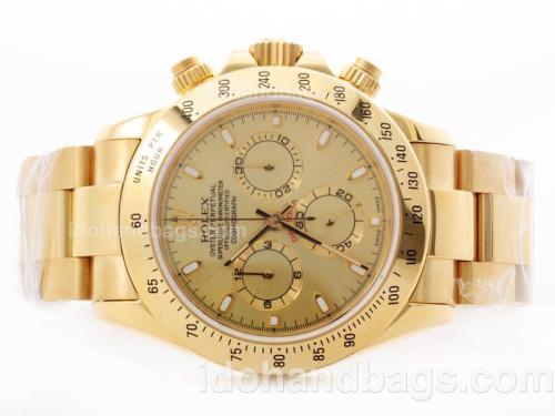 Rolex Daytona Chronograph Swiss Valjoux 7750 Movement Full Gold with Golden Dial -New Improved 29J Version 33181