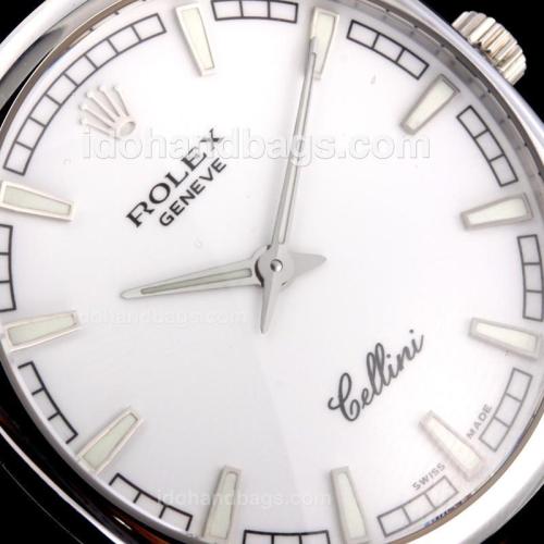 Rolex Cellini Luminous Swiss ETA Movement with White Dial-Leather Strap-Sapphire Glass(Gift Box is Included) 194534