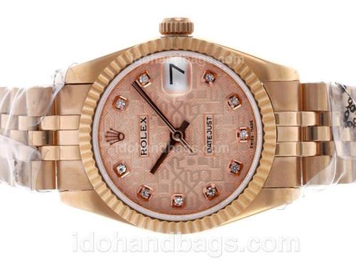 Rolex Datejust Automatic Full Rose Gold Diamond Markers with Champagne Computer Dial-Same Structure as ETA Version-Mid S 46143