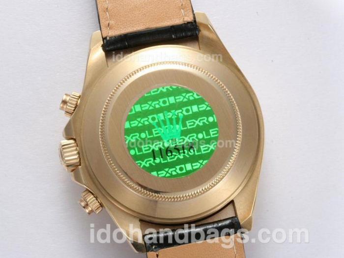 Rolex Daytona Chronograph Swiss Valjoux 7750 Movement Gold Case with Diamond Bezel-Black Dial 11576