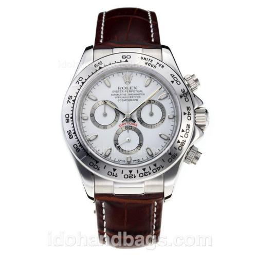 Rolex Daytona Chronograph Swiss Valjoux 7750 Movement with White Dial 14559