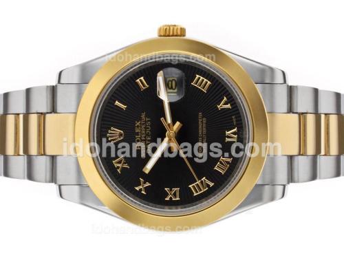 Rolex Datejust II Automatic Two Tone Roman Markers with Black Dial 48508