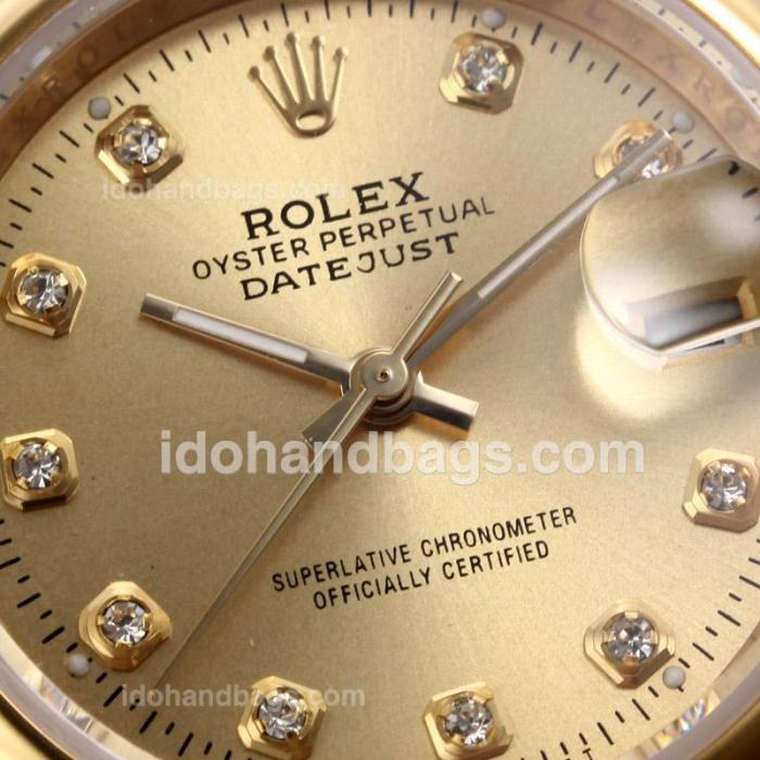 Rolex Datejust Automatic Full Gold Diamond Marking with Golden Dial-Sapphire Glass 72717