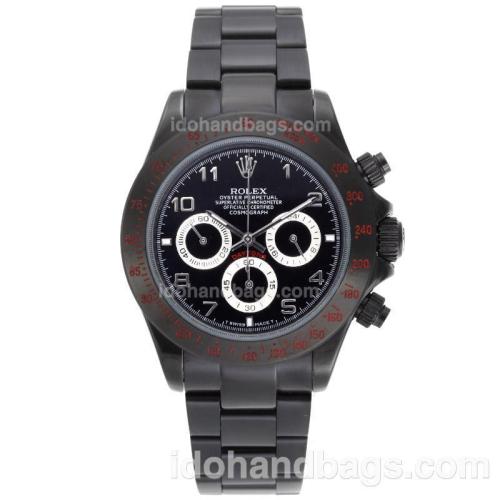 Rolex Daytona Working Chronograph Full PVD Number Markers with Black Dial 58249
