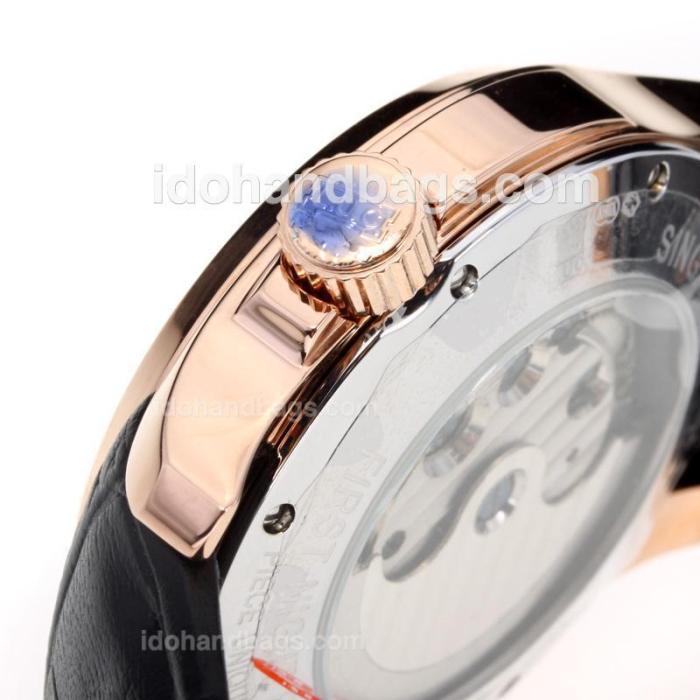 Chopard Classic Working Power Reserve Automatic Rose Gold Case Tourbillon with Black Dial-Leather Strap 197268