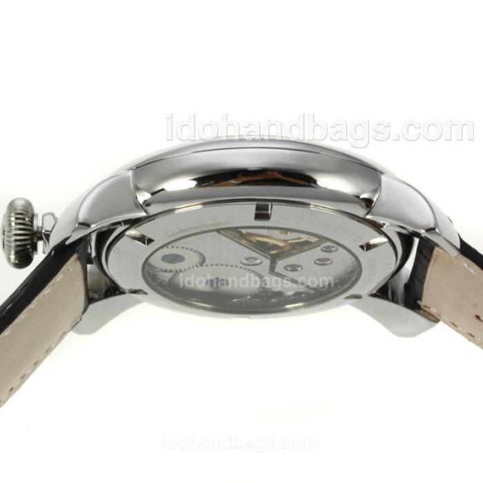 Gaga Milano Unitas 6497 Movement Number Markers with Black Dial-Leather Strap 126078