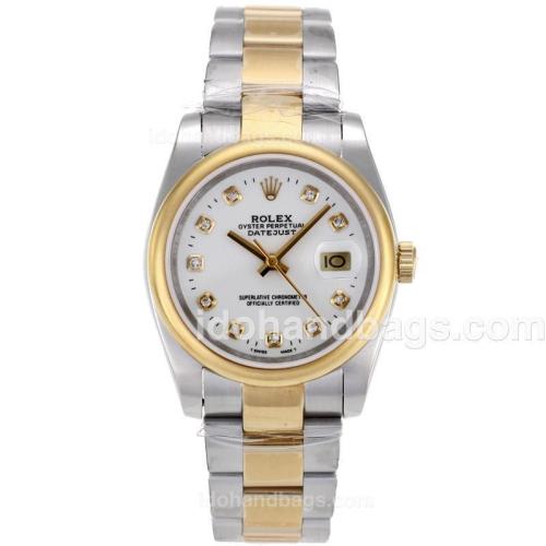 Rolex Datejust Automatic Two Tone Diamond Markers with White Dial-Sapphire Glass 87756