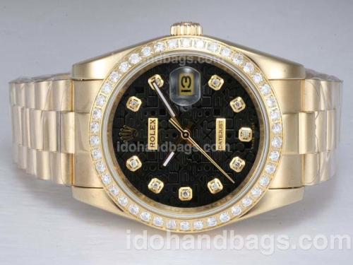 Rolex Dateiust Automatic Full Gold with Diamond Bezel and Marking-Black Computer Dial 11776