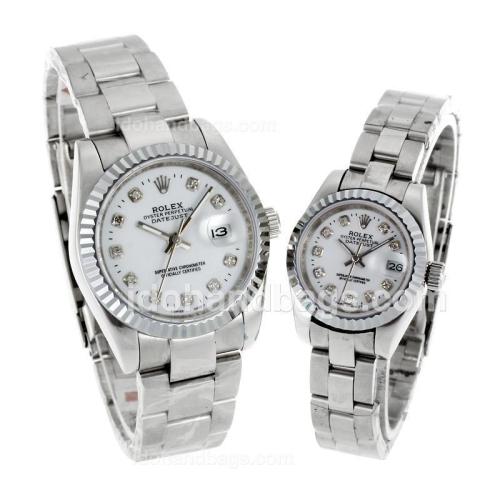 Rolex Datejust Automatic Diamond Markers with White Dial S/S-Sapphire Glass 116564