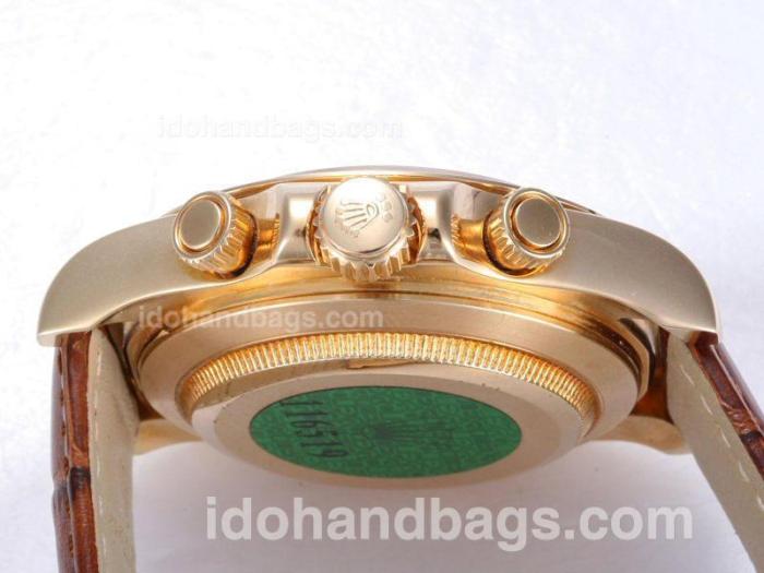 Rolex Daytona Chronograph Swiss Valjoux 7750 Movement Gold Case with White Dial 11591