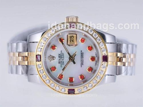 Rolex Datejust Automatic Two Tone Diamond Marking and Bezel with MOP Dial 24362