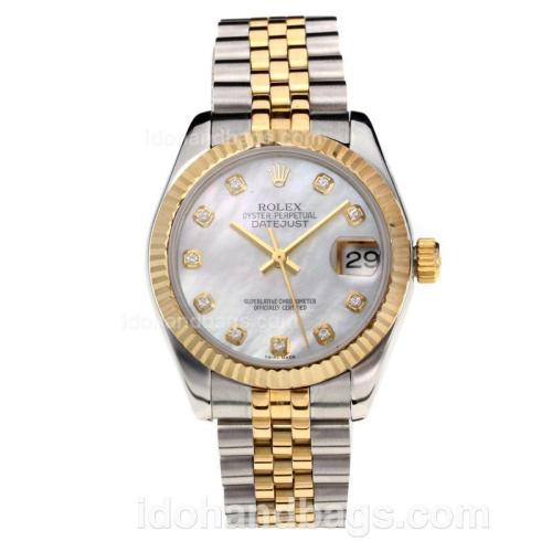 Rolex Datejust Swiss ETA 2355 Automatic Movement Two Tone with White Dial-Sapphire Glass 195248