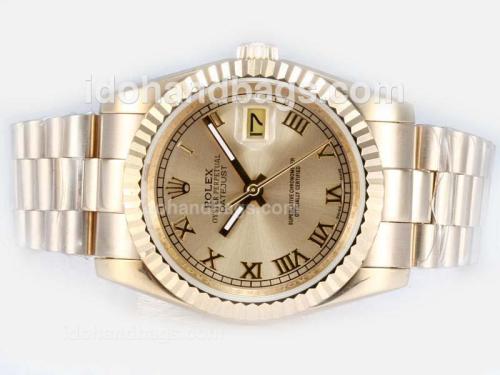 Rolex Datejust Automatic Full Gold with Golden Dial-Roman Marking 17495