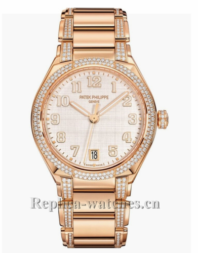 Patek Philippe Replica Twenty 4 Rose Gold Silver Diamond 36MM Watch 73001200R001
