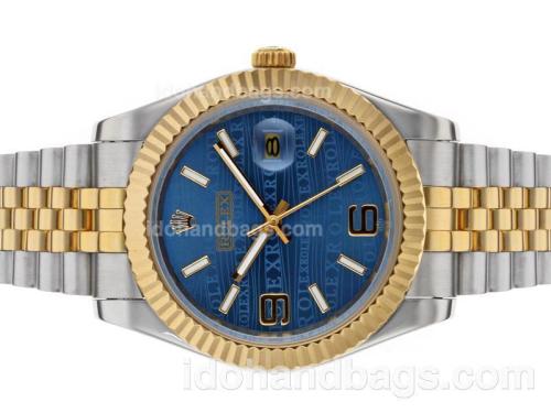 Rolex Datejust II Automatic Two Tone with Blue Watermark Dial 48533