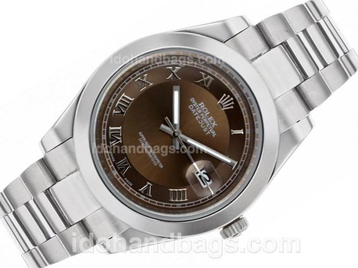 Rolex Datejust II Automatic Roman Markers with Brown Dial S/S 48506