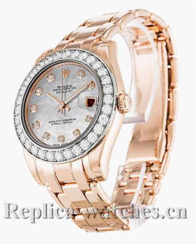 Rolex Pearlmaster Rose Gold Stainless Steel Strap 81285