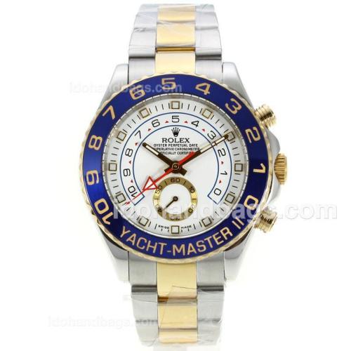 Rolex Yacht-Master II Automatic Two Tone Blue Ceramic Bezel with White Dial-10 Min Countdown Working-Same Chassis as ETA Version-1/4 Rotating Bezel 126528