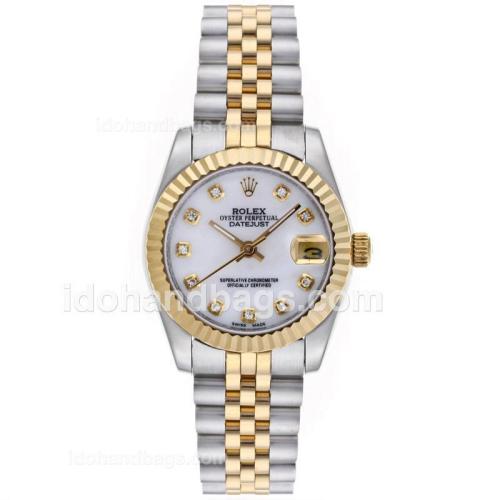 Rolex Datejust Automatic Two Tone Diamond Markers with MOP Dial-Mid Size 64209