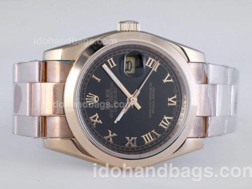 Rolex Datejust Automatic Full Gold with Black Dial-Roman Marking 25796