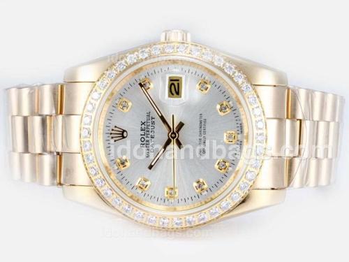 Rolex Datejust Automatic Full Gold with Diamond Bezel and Marking-Silver Dial 17491
