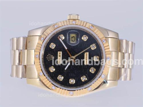 Rolex Datejust Automatic Full Gold Diamond Marking with Black Computer Dial 24353