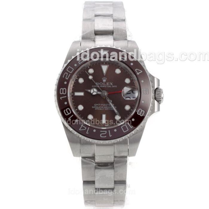 Rolex GMT Master Automatic with Brown Dial and Bezel S/S-Medium Size 139528